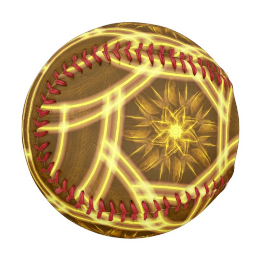 “Luminous Star Portal – Symmetrical Golden Fractal Baseball (Vorderseite Links)