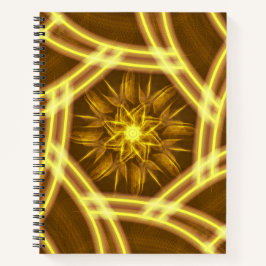 Luminous Star Portal – Symmetrical Golden Fractal Notizblock