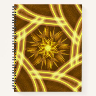 Luminous Star Portal – Symmetrical Golden Fractal Notizblock