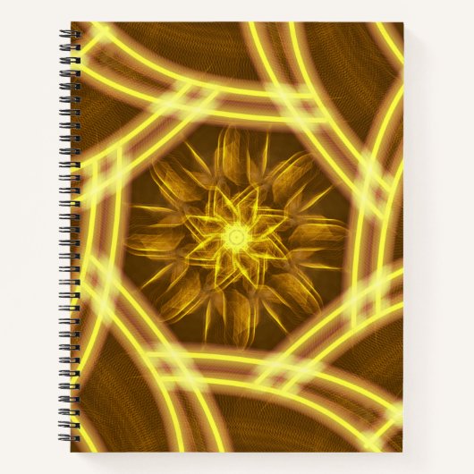 Luminous Star Portal – Symmetrical Golden Fractal Notizblock (Vorderseite)