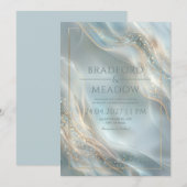 Luminous Stardust Misty Teal Ripple Wedding Einladung (Vorne/Hinten)