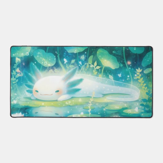 Luminous Teal Axolotl Aquatic Dream Pond Schreibtischunterlage (Vorderseite)