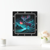 Luminous Twilight Deer Quadratische Wanduhr (Zuhause)