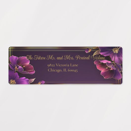 Luminous Violets Purple Floral Return Address Etiketten (Design 1)