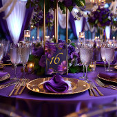 Luminous Violets Purple Wedding Table Number Card Tischnummer