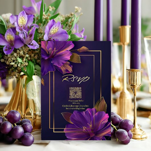 Luminous Violets QR Code RSVP  Karte