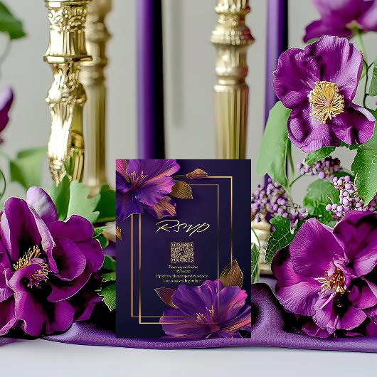 Luminous Violets QR Code RSVP  Karte