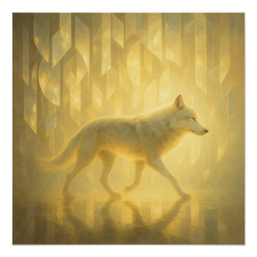 Luminous White Wolf in the Golden Light Realm – Ge Poster (Vorderseite)