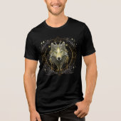 Luminous Wolf Mandala – Golden Spirit Animal Art Tri-Blend Shirt (Vorderseite)