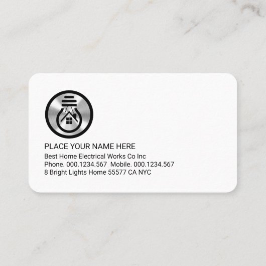 Luminous Your Name Electrical Services Visitenkarte (Rückseite)
