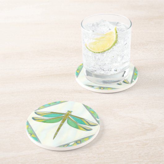 Luminy Pastel Dragonfly von Vanna Lam Sandstein Untersetzer (Seite)