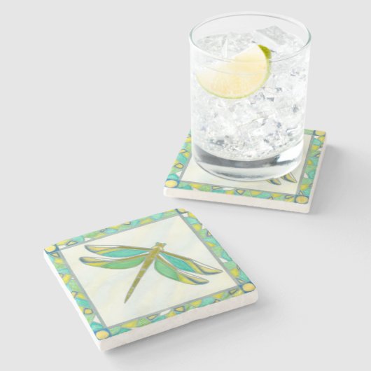 Luminy Pastel Dragonfly von Vanna Lam Steinuntersetzer (Seitenansicht)