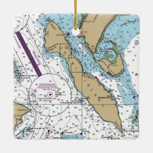 Lummi Island WA Chart Keramikornament (Rückseite)