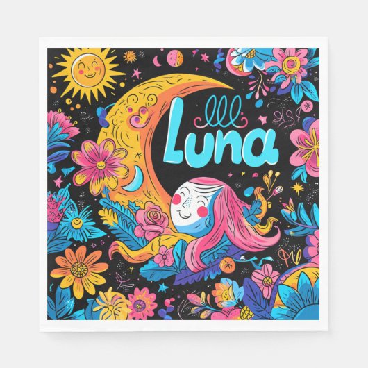 Luna Birthday Serviette (Vorderseite)