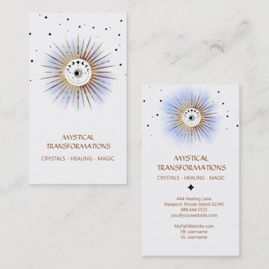 *~* Luna Celestial Lunar Moon Magic Boho Light Visitenkarte (Vorne/Hinten)