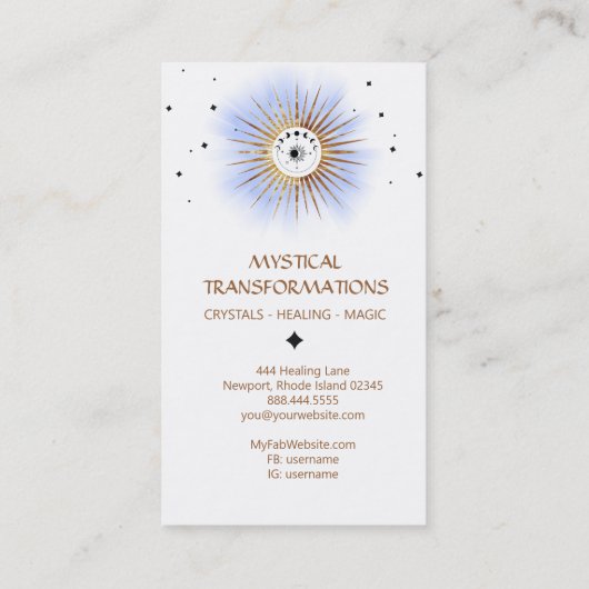 *~* Luna Celestial Lunar Moon Magic Boho Light Visitenkarte (Rückseite)