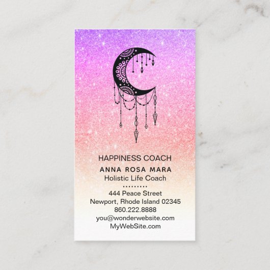 *~* Luna Crescent Moon Talisman Shaman Glitzer Visitenkarte (Rückseite)