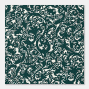 LUNA Dark Aquamarin Botanic Floral Tapete