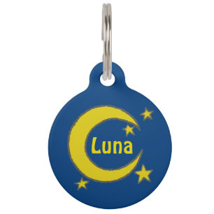LUNA der Hund Blue Yellow Moon Stars Night Sky Tiermarke