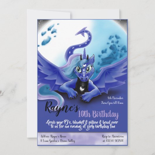 Luna-Drache-Party Einladungen (Vorderseite)