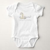 Luna Girls Name bedeutet L monogramm Herz Baby Strampler (Vorderseite)