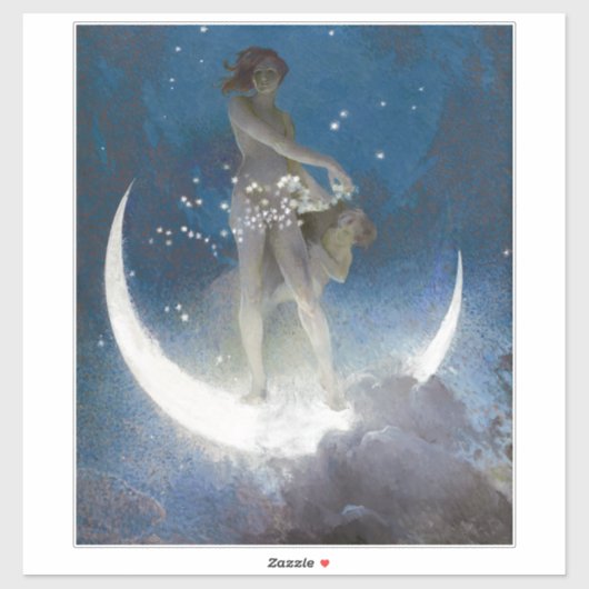 Luna Goddess auf den Nachts-Scattering Stars Aufkleber (Blatt)