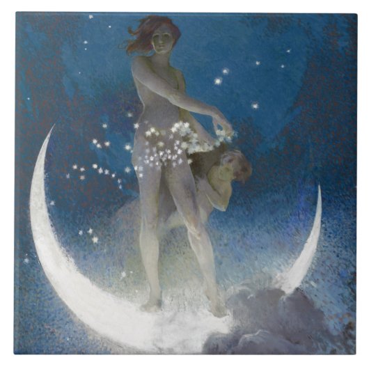 Luna Goddess auf den Nachts-Scattering Stars Fliese (Vorderseite)