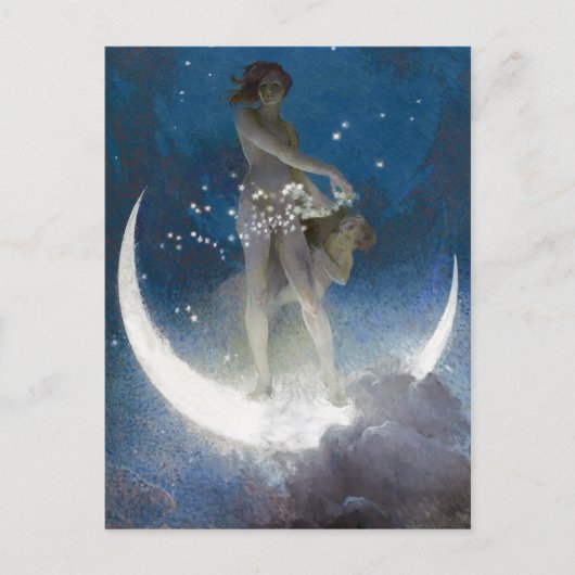 Luna Goddess auf den Nachts-Scattering Stars Postkarte (Vorderseite)