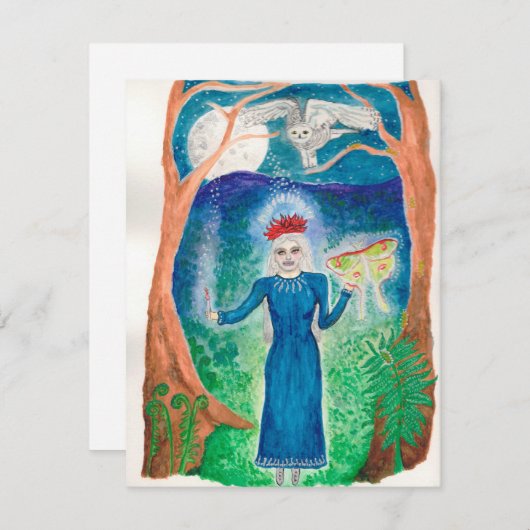 Luna Goddess Flat Note Card Mitteilungskarte (Vorne/Hinten)