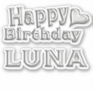 Luna Happy Birthday silver Aufkleber Sticker