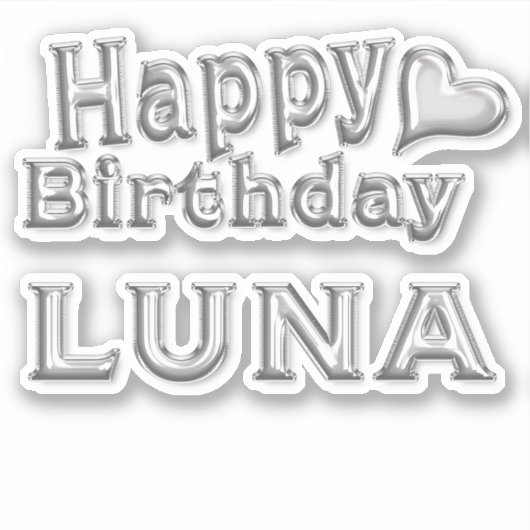 Luna Happy Birthday silver Aufkleber Sticker (Vorderseite)