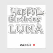 Luna Happy Birthday silver Aufkleber Sticker (Blatt)