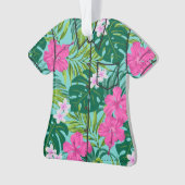 Luna Hibiskus Garden Hawaiian Aloha Shirt - Aqua Ornament (Vorderseite)