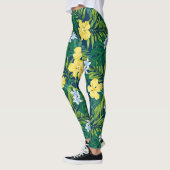 Luna Hibiskus Garden Hawaiian - Gelb und Marine Leggings (Links)