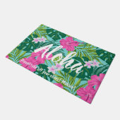 Luna Hibiskus Garden Hawaiian - Pink und Turq Fußmatte (Schrägansicht)