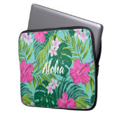 Luna Hibiskus Garden Hawaiian - Pink und Turq Laptopschutzhülle (Vorderseite Links)