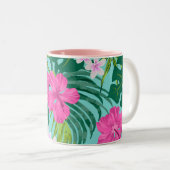 Luna Hibiskus Garden Hawaiian - Pink und Turq Zweifarbige Tasse (VorderseiteRechts)