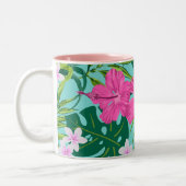 Luna Hibiskus Garden Hawaiian - Pink und Turq Zweifarbige Tasse (Links)