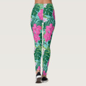 Luna Hibiskus Garden Hawaiian - Rosa und Türkis Leggings (Rückseite)
