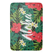 Luna Hibiskus Garden Hawaiian - Rot und Schwarz Badematte (Vorderseite Vertikal)