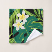 Luna Hibiskus Garden Hawaiian - rot und schwarz Badhandtuch Set (Waschlappen)