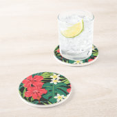 Luna Hibiskus Garden Hawaiian - Rot und Schwarz Getränkeuntersetzer (Seite)