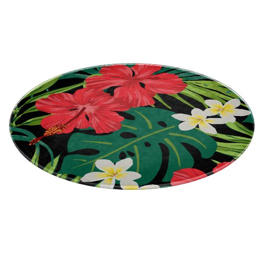 Luna Hibiskus Garden Hawaiian - Rot und Schwarz Schneidebrett (Ecke)