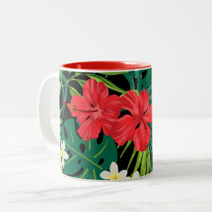 Luna Hibiskus Garden Hawaiian - Rot und Schwarz Zweifarbige Tasse