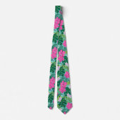 Luna Hibiskus Garden Hawaiian - Türkis und Rosa Krawatte (Rückseite)