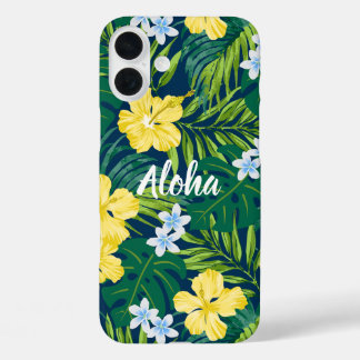 Luna Hibiskus Garden Hawaiian-Yellow and Navy iPhone 16 Plus Hülle
