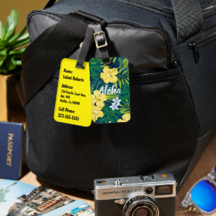 Luna Hibiskus Garden Hawaiian-Yellow and Navy Gepäckanhänger