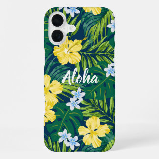 Luna Hibiskusgarten Hawaiian -Gelb und Navy iPhone 16 Plus Hülle