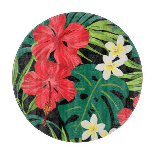 Luna Hibiskusgarten Hawaiian - Rot und Schwarz Schneidebrett