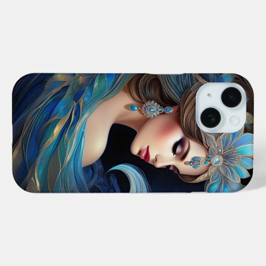 Luna Lovely Frauenprofil als Mond Case-Mate iPhone Hülle (Rückseite (Horizontal))